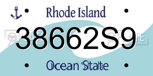 38662S9 Rhode Island License Plate