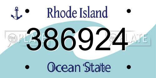 386924 Rhode Island License Plate