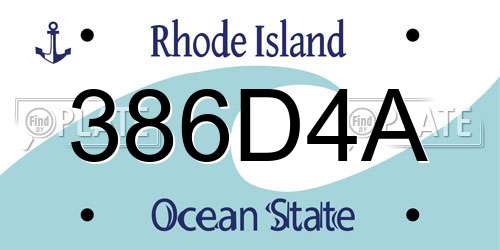 386D4A Rhode Island License Plate