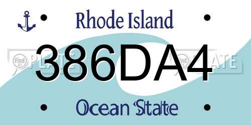 386DA4 Rhode Island License Plate