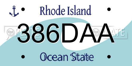 386DAA Rhode Island License Plate