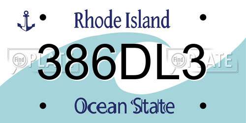386DL3 Rhode Island License Plate