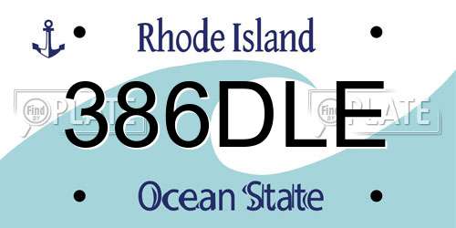 386DLE Rhode Island License Plate