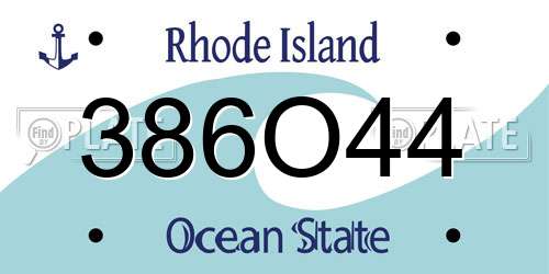 386O44 Rhode Island License Plate