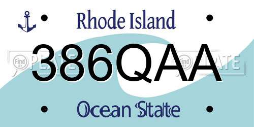 386QAA Rhode Island License Plate