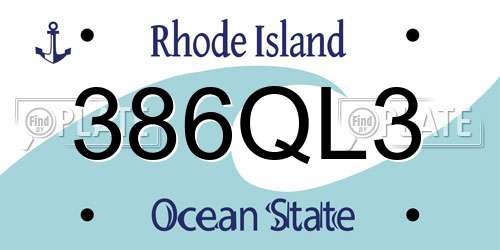 386QL3 Rhode Island License Plate