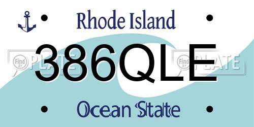 386QLE Rhode Island License Plate
