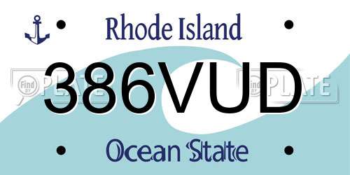 386VUD Rhode Island License Plate
