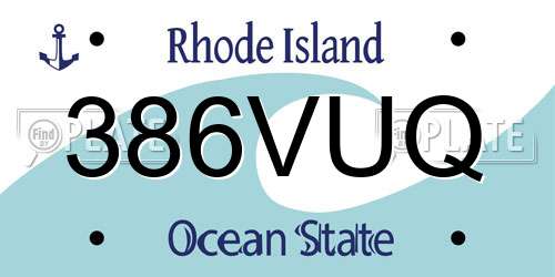 386VUQ Rhode Island License Plate