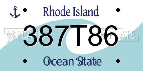 387T86 Rhode Island License Plate