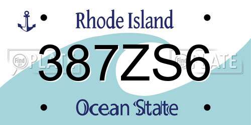 387ZS6 Rhode Island License Plate
