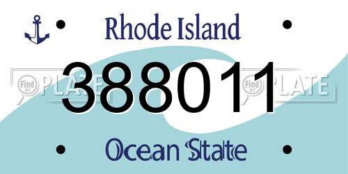 388011 Rhode Island License Plate