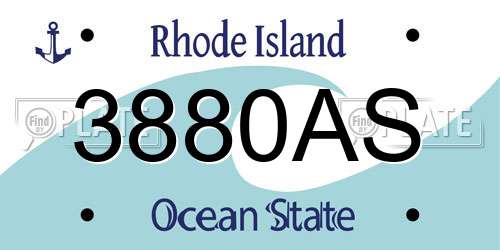 3880AS Rhode Island License Plate