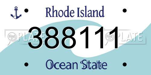 388111 Rhode Island License Plate