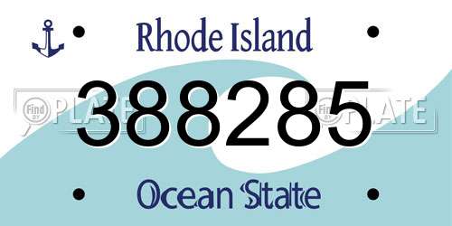 388285 Rhode Island License Plate