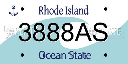3888AS Rhode Island License Plate