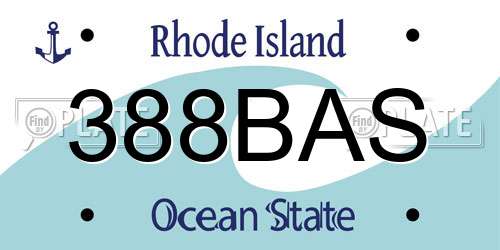 388BAS Rhode Island License Plate