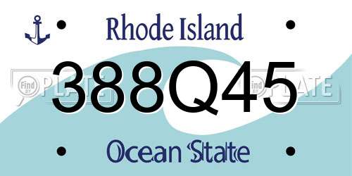 388Q45 Rhode Island License Plate