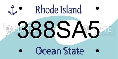 388SA5 Rhode Island License Plate