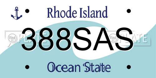 388SAS Rhode Island License Plate