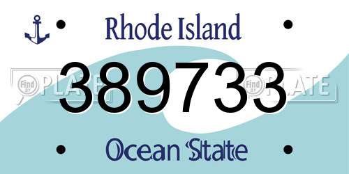 389733 Rhode Island License Plate