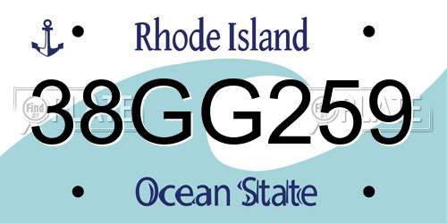 38GG259 Rhode Island License Plate