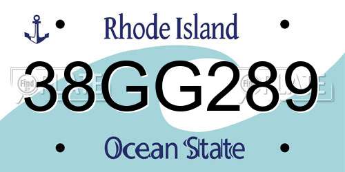 38GG289 Rhode Island License Plate
