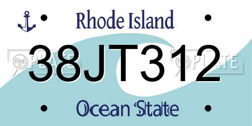 38JT312 Rhode Island License Plate