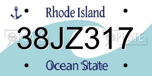 38JZ317 Rhode Island License Plate