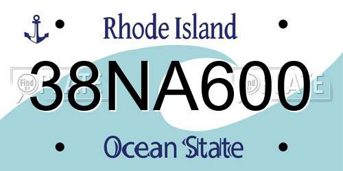 38NA600 Rhode Island License Plate