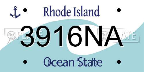 3916NA Rhode Island License Plate