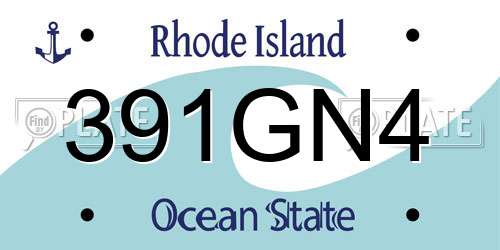391GN4 Rhode Island License Plate