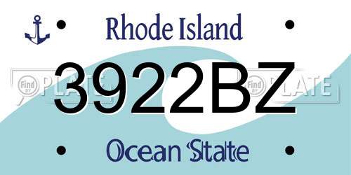 3922BZ Rhode Island License Plate