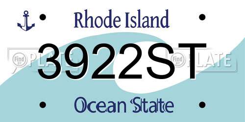 3922ST Rhode Island License Plate