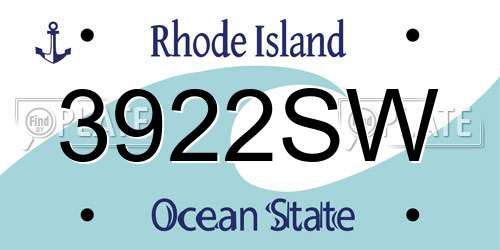 3922SW Rhode Island License Plate