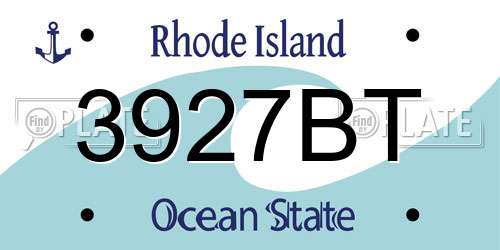 3927BT Rhode Island License Plate