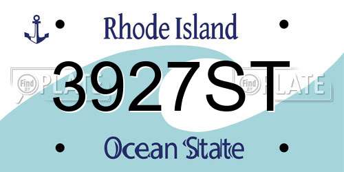 3927ST Rhode Island License Plate