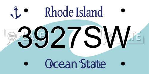 3927SW Rhode Island License Plate
