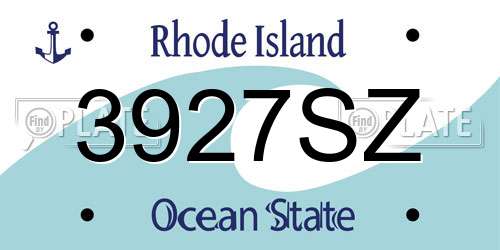 3927SZ Rhode Island License Plate
