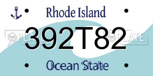 392T82 Rhode Island License Plate