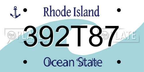 392T87 Rhode Island License Plate