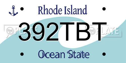 392TBT Rhode Island License Plate