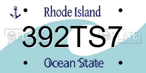 392TS7 Rhode Island License Plate