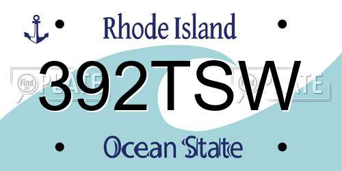392TSW Rhode Island License Plate