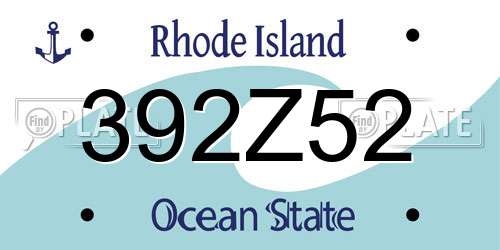 392Z52 Rhode Island License Plate