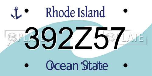 392Z57 Rhode Island License Plate