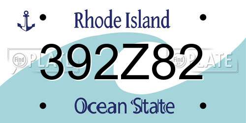 392Z82 Rhode Island License Plate