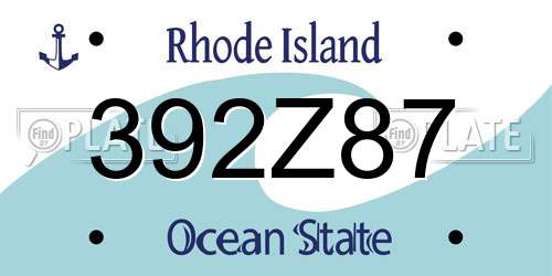 392Z87 Rhode Island License Plate