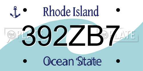 392ZB7 Rhode Island License Plate