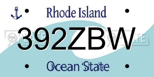 392ZBW Rhode Island License Plate